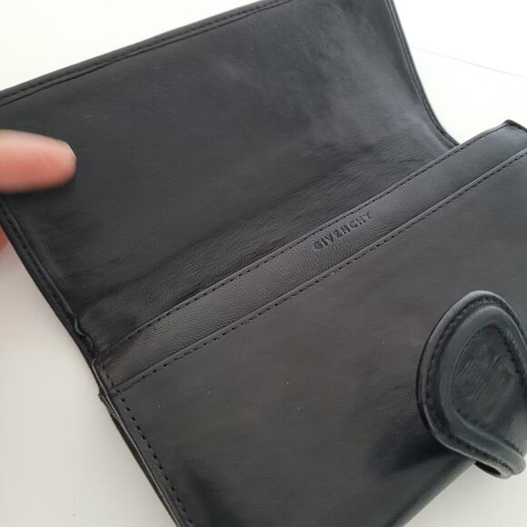 Givenchy Envelope Card Bill Holder Black Wallet Soft Leather Vintage Large Logo - Picture 3 of 15